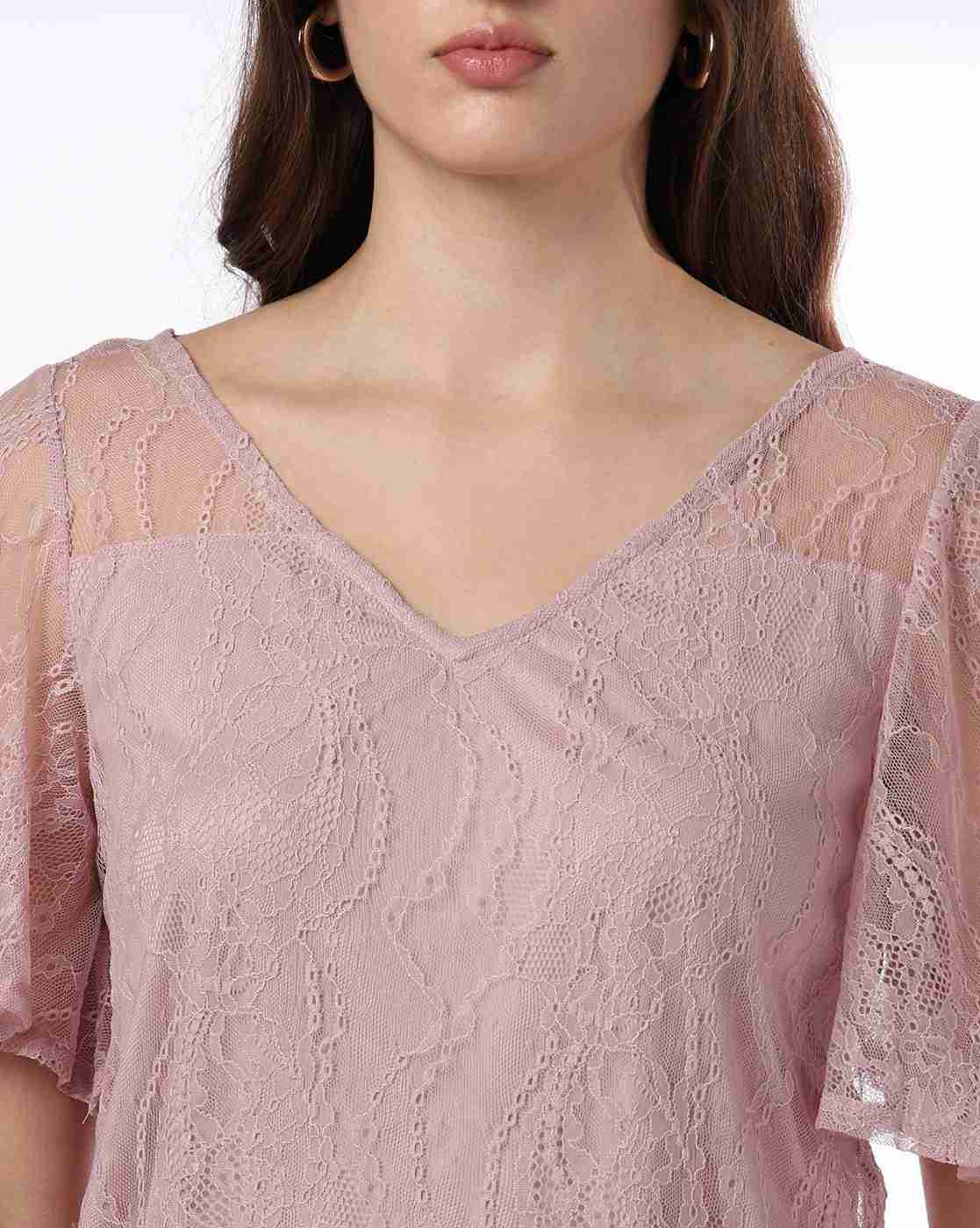 FIG | Women Lace Top with Butterfly Sleeves|3