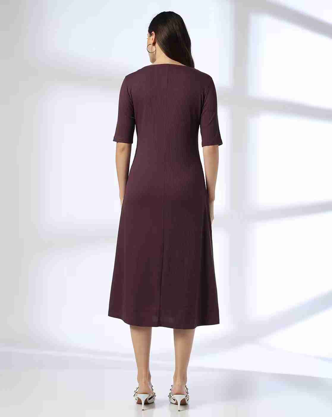 FIG | Women Ribbed Square-Neck A-Line Dress|2