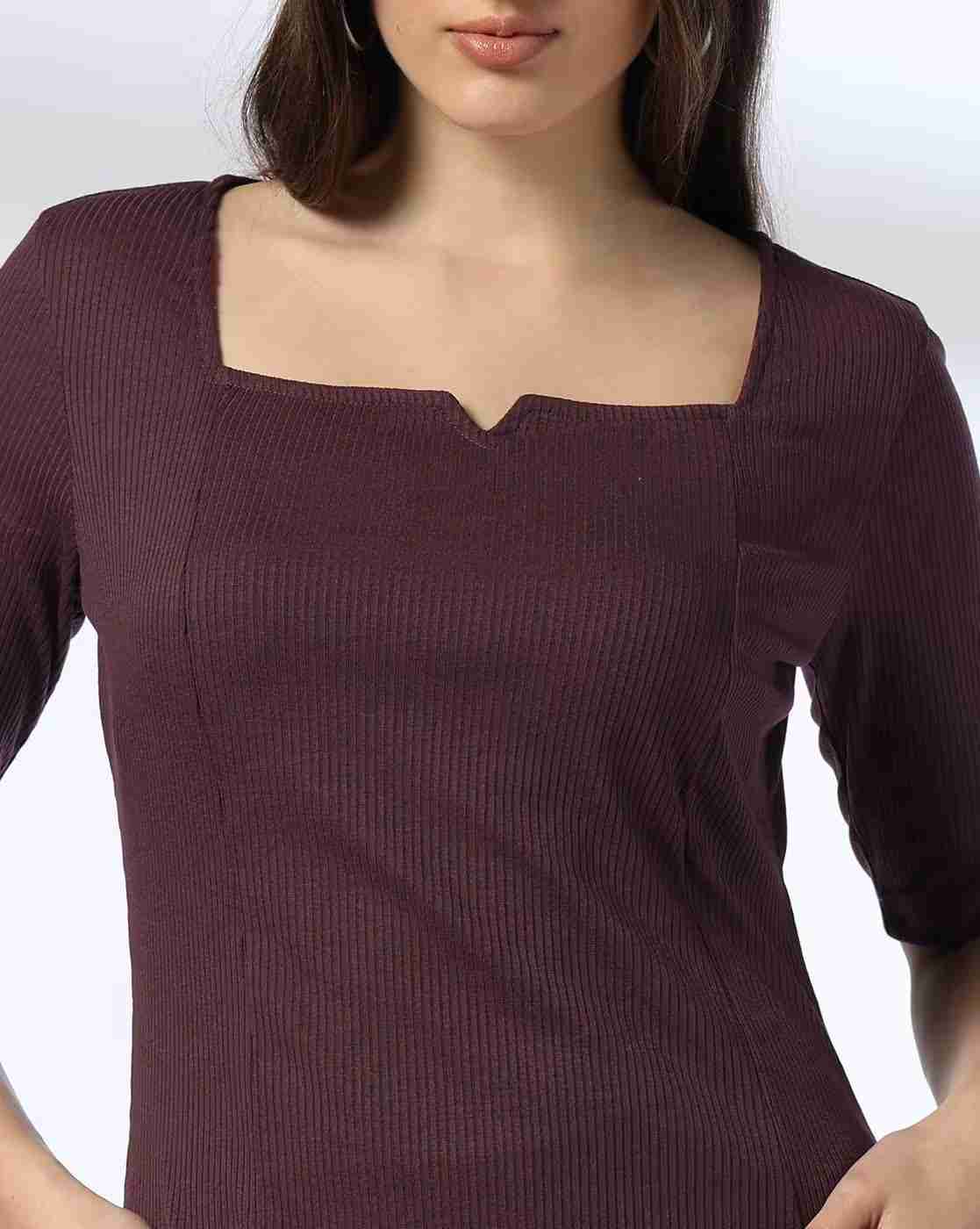 FIG | Women Ribbed Square-Neck A-Line Dress|3