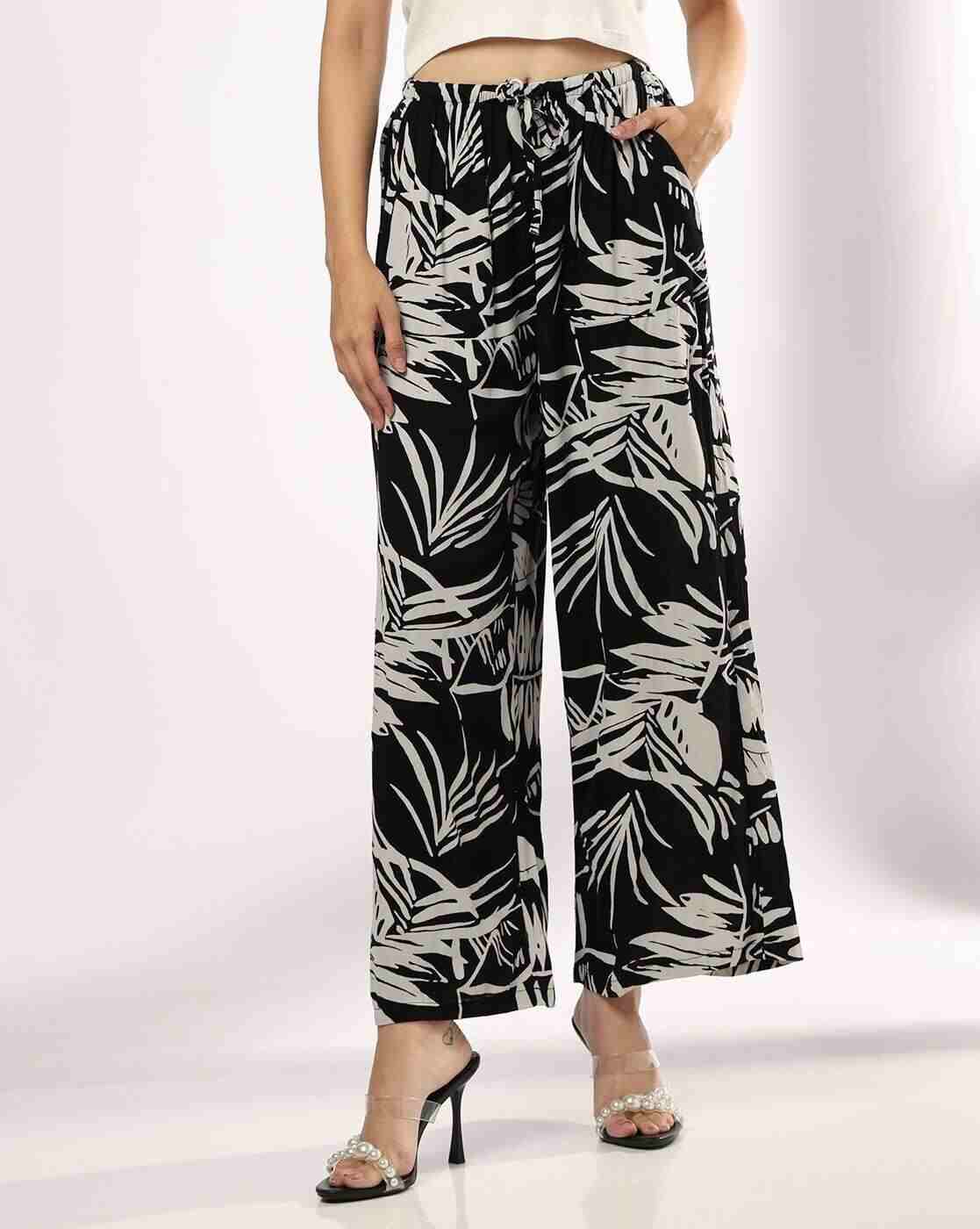 FIG | Women Leaf Print Relaxed Fit Trousers|0