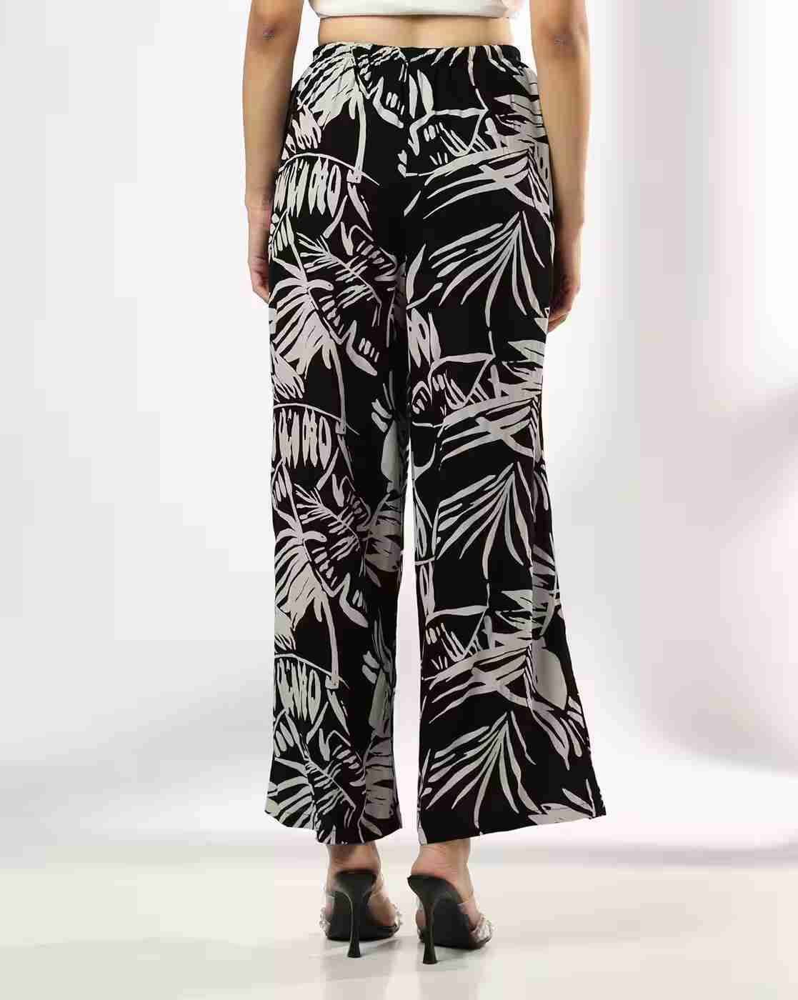 FIG | Women Leaf Print Relaxed Fit Trousers|2