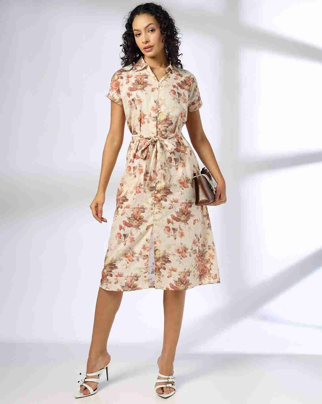 FIG | Women Floral Print Shirt Dress|0