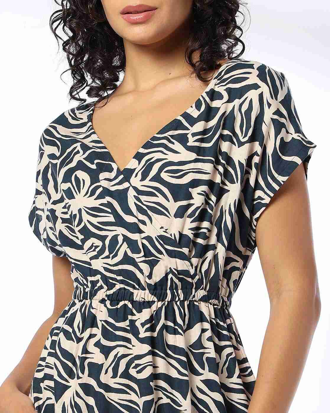 FIG | Women Printed V-Neck A-Line Dress|3