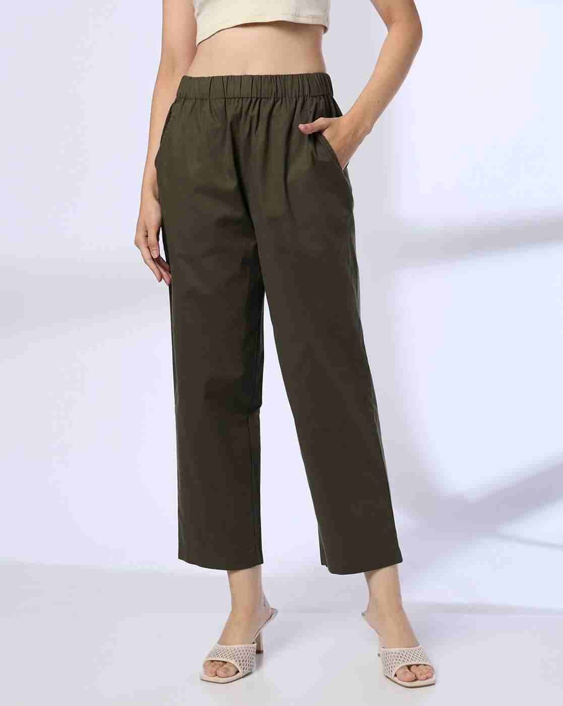 FIG | Women Mid-Rise Straight Fit Pants with Insert Pockets|0