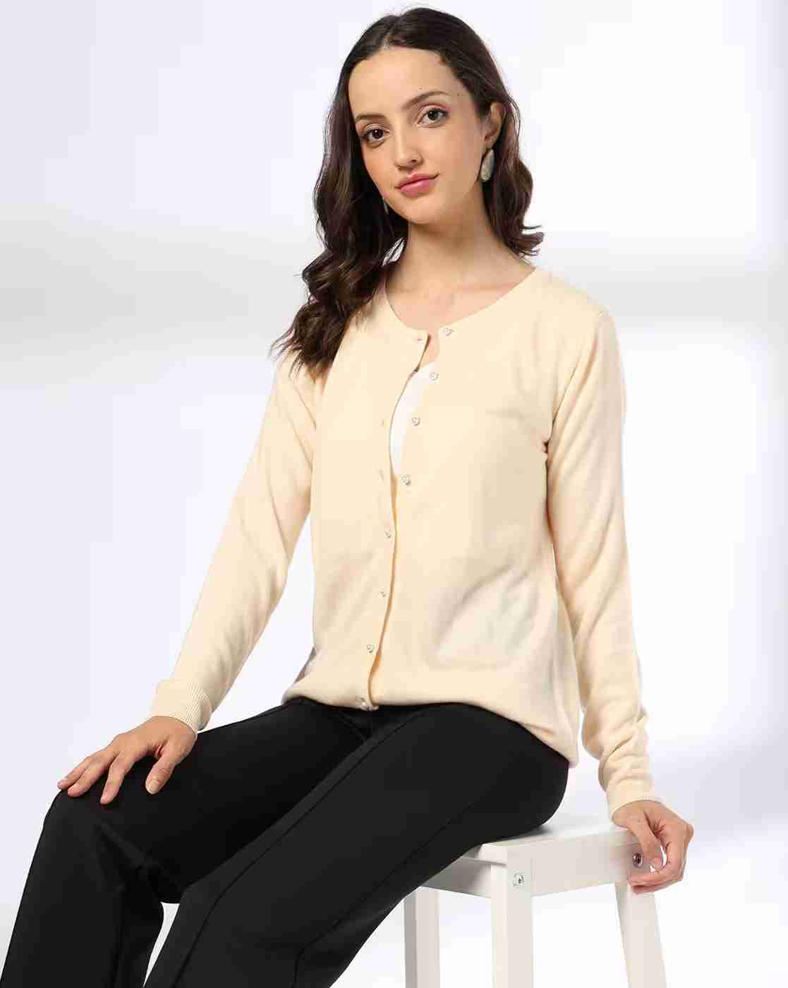 FIG | Women Ribbed Round-Neck Cardigan|0