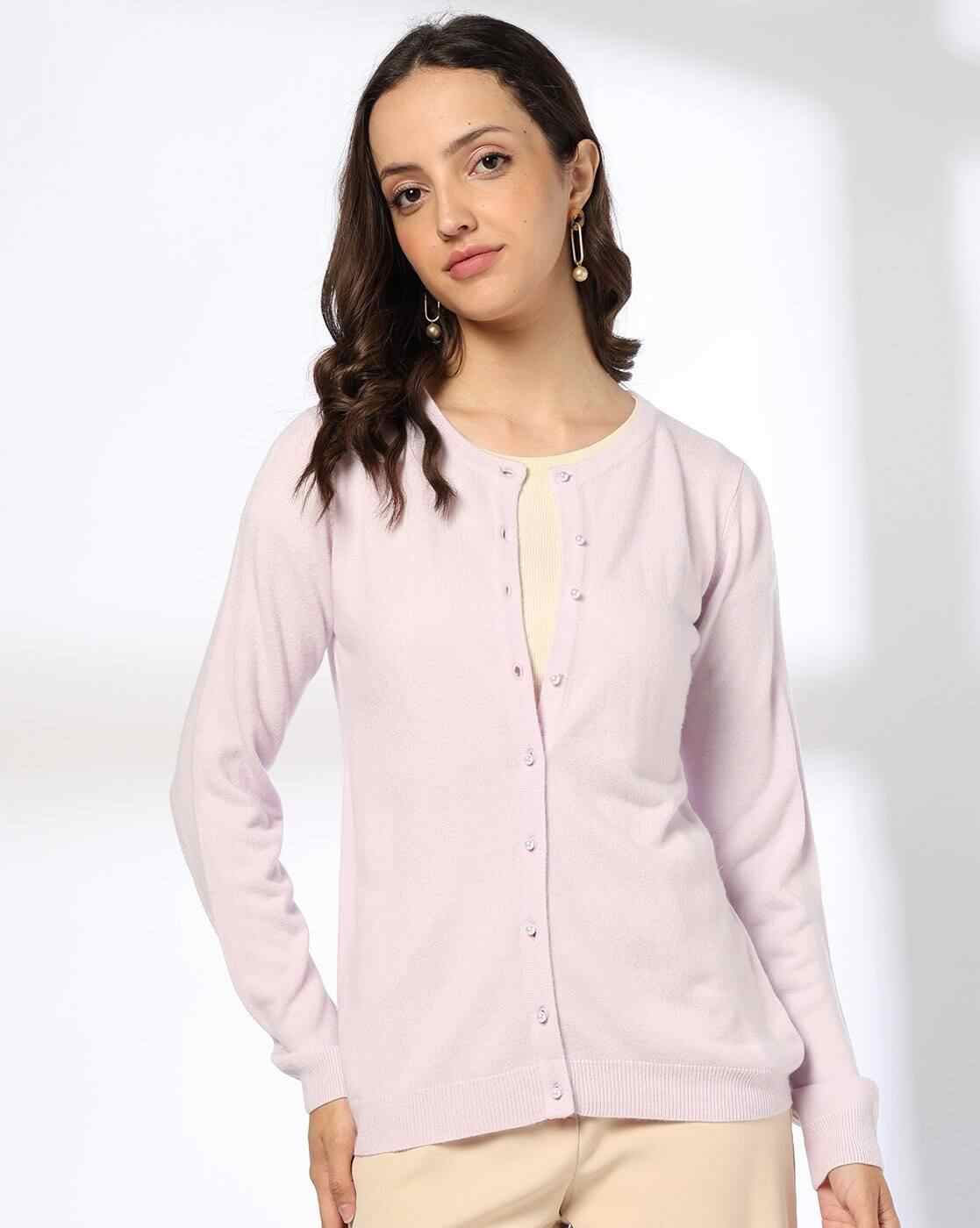 Women Ribbed Round-Neck Cardigan