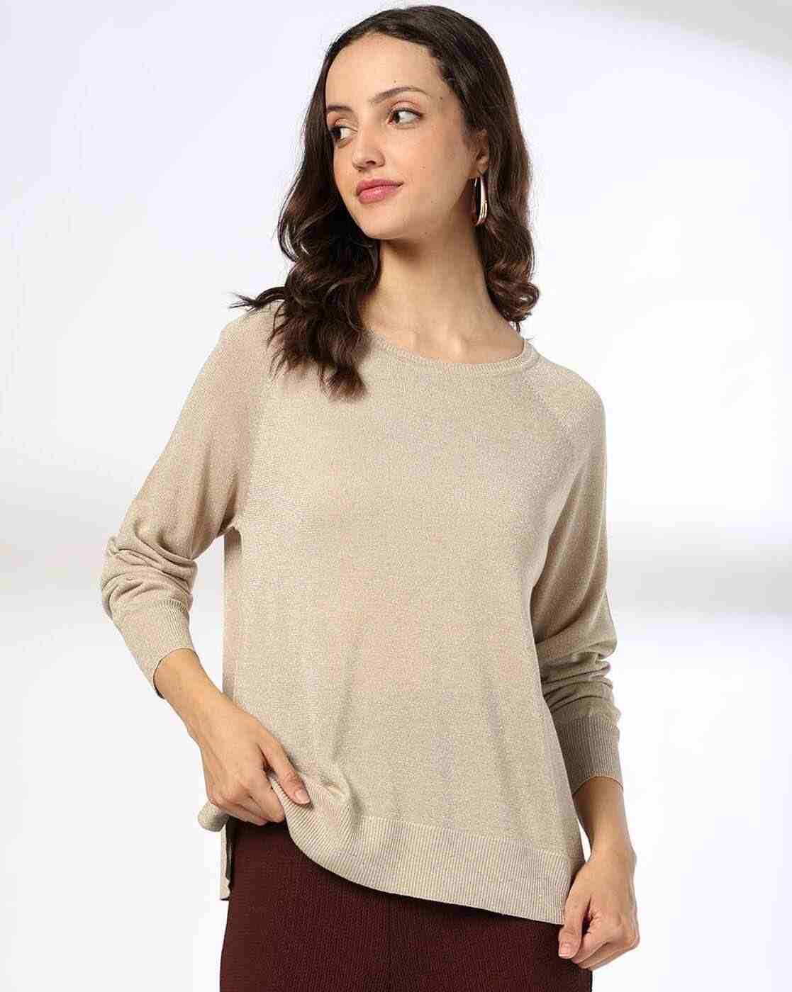Women Ribbed Round-Neck Pullover