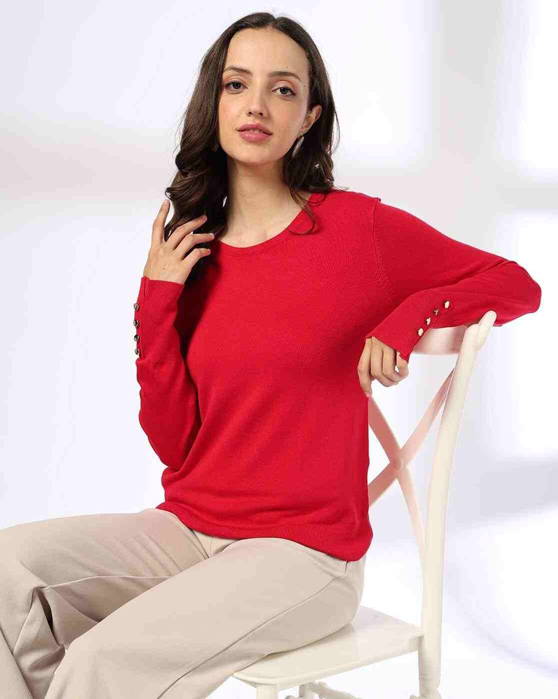 Women Ribbed Slim Fit Pullover