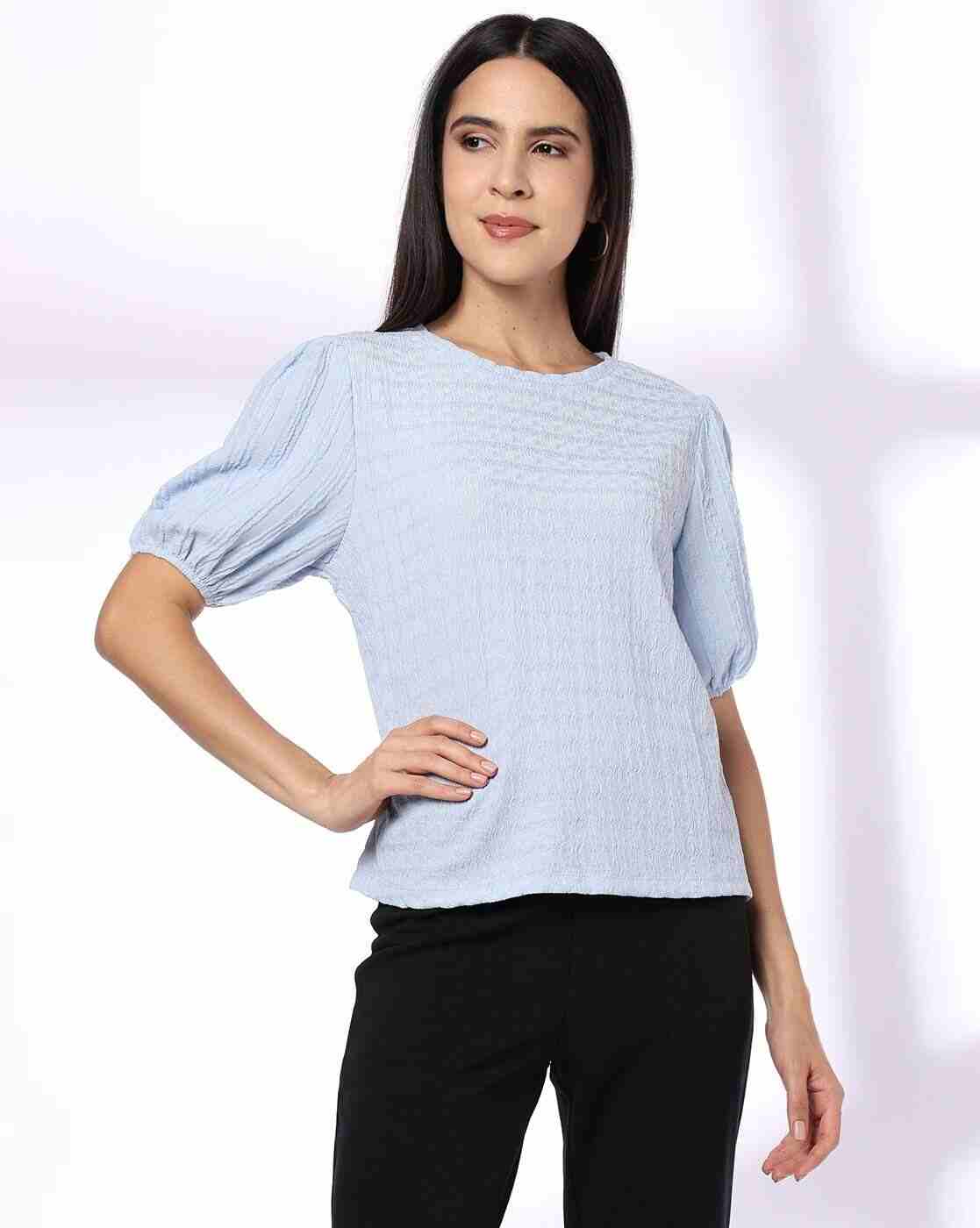 FIG | Women Relaxed Fit Sweatshirt with Puffed Sleeves|0