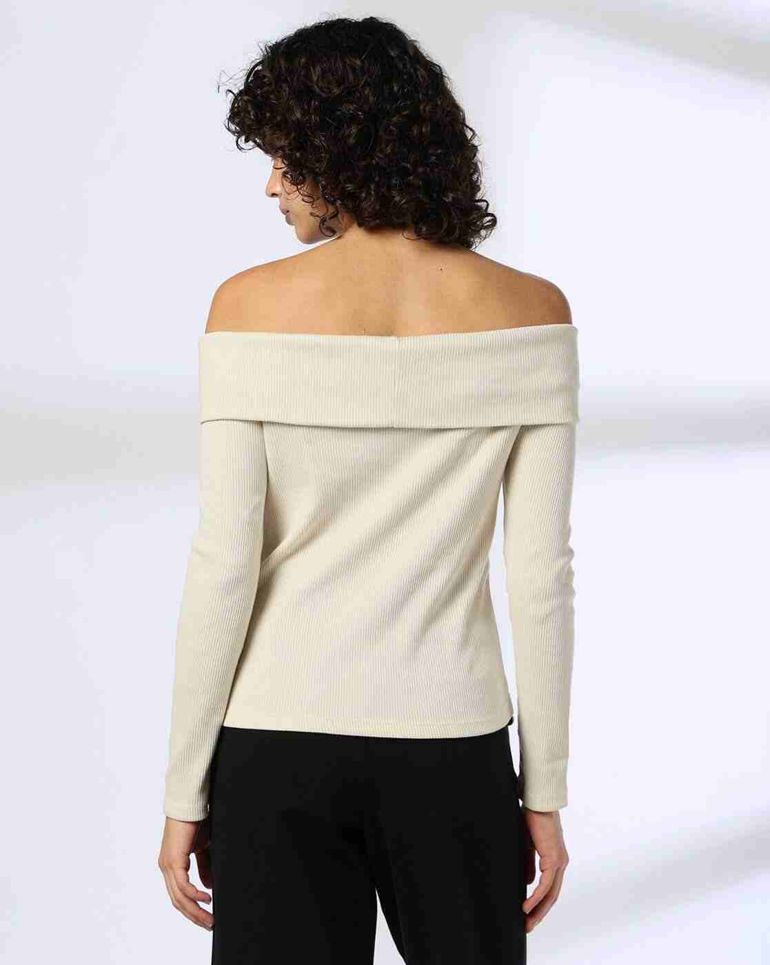 FIG | Women Ribbed Off-Shoulder Slim Fit Top|2