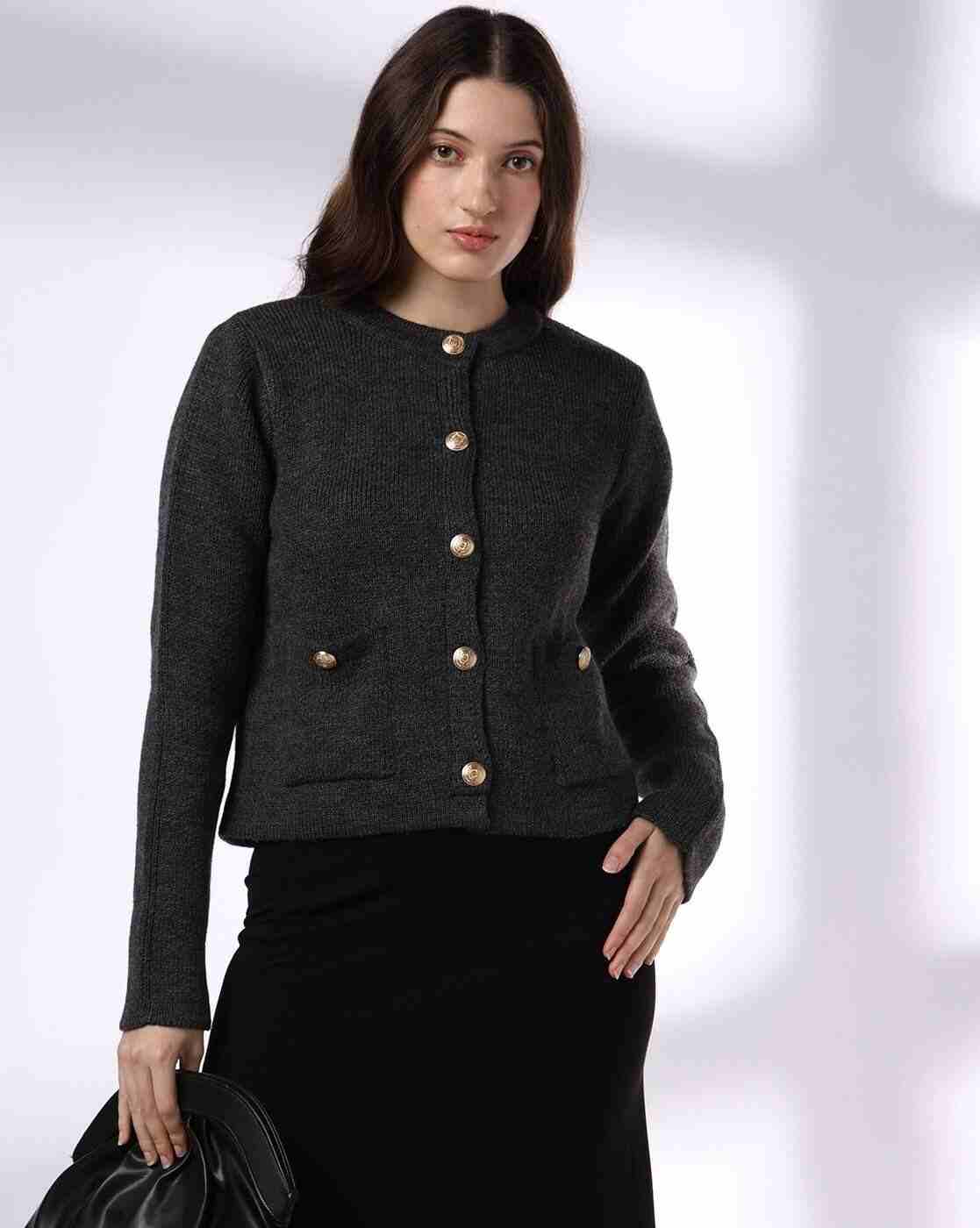 FIG | Women Heathered Round-Neck Cardigan|0