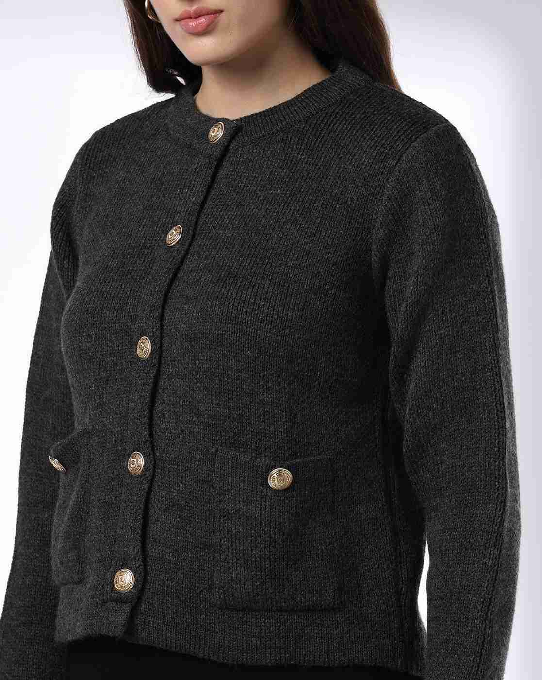 FIG | Women Heathered Round-Neck Cardigan|3