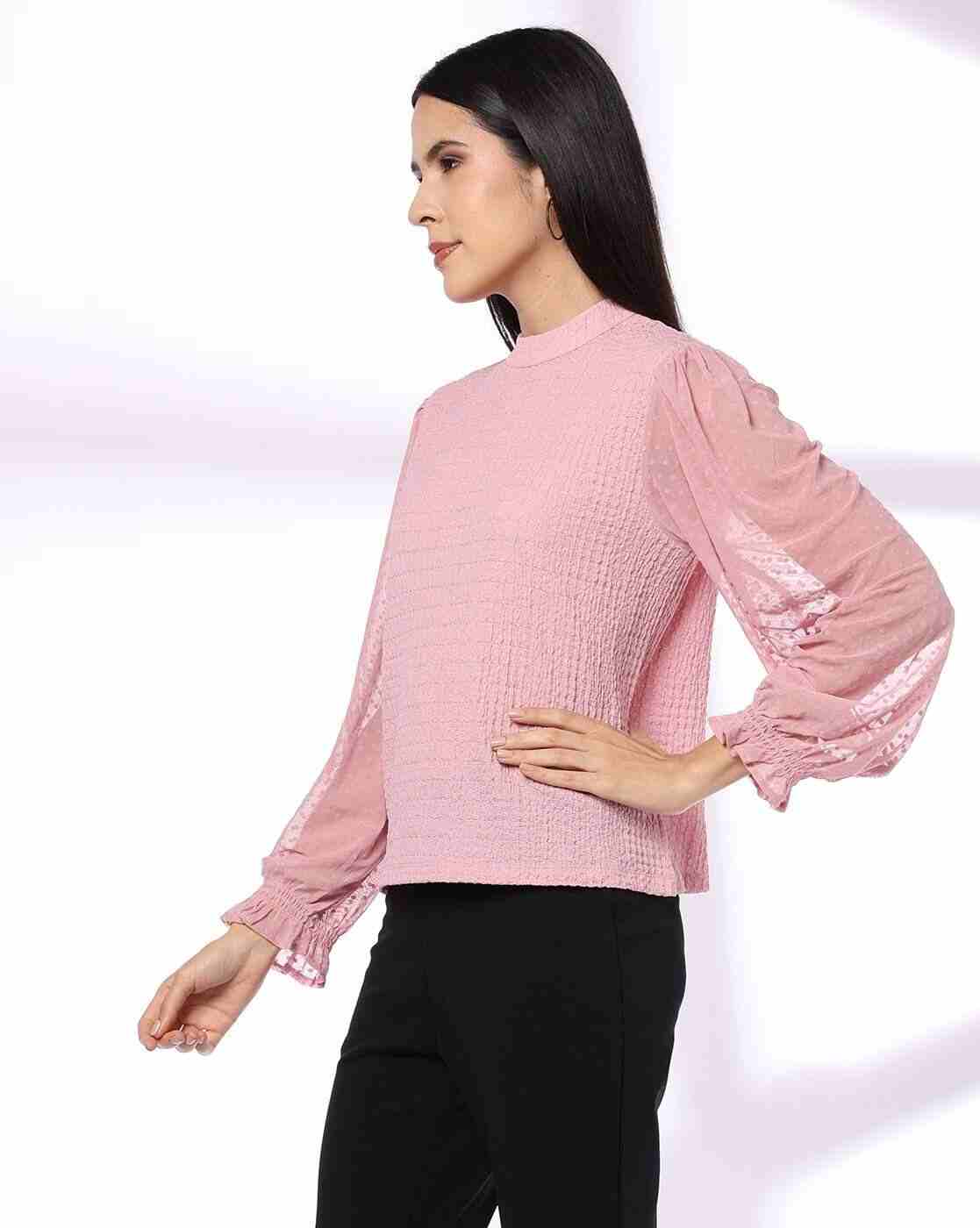 FIG | Women Relaxed Fit Sweatshirt with Mesh Sleeve|1