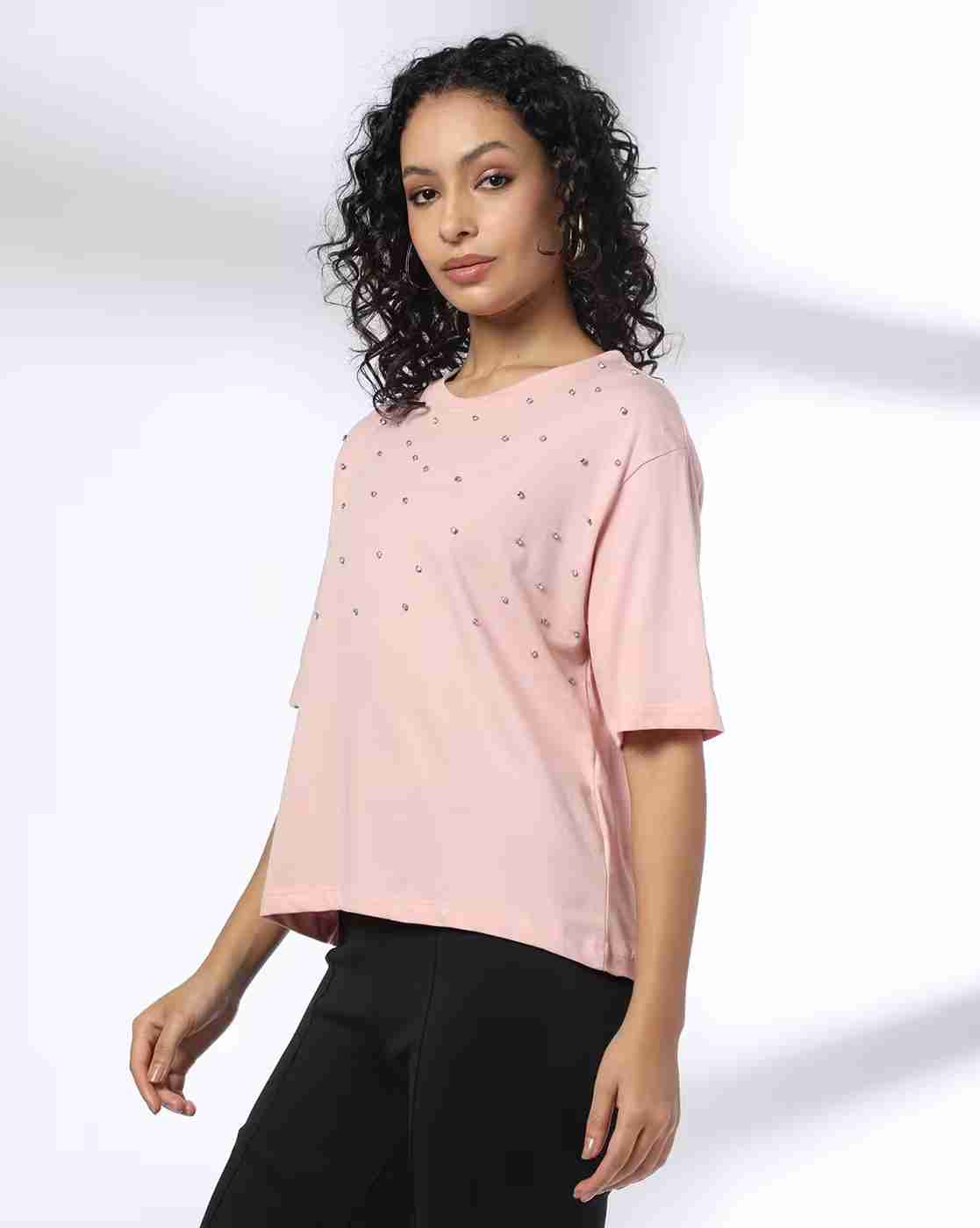 FIG | Women Embellished Relaxed Fit Crew-Neck T-Shirt