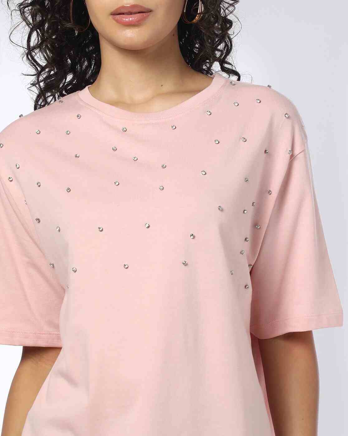 FIG | Women Embellished Relaxed Fit Crew-Neck T-Shirt|3