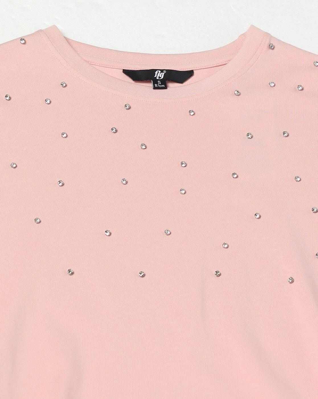 FIG | Women Embellished Relaxed Fit Crew-Neck T-Shirt|4