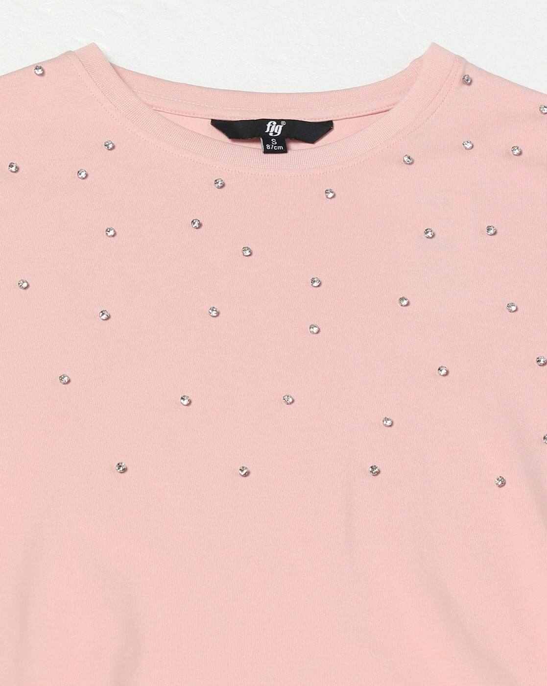 FIG | Women Embellished Relaxed Fit Crew-Neck T-Shirt|4