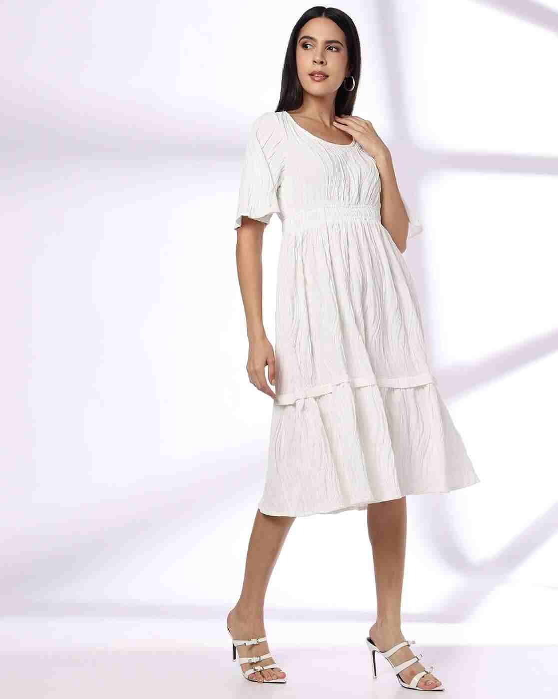 FIG | Women Patterned Round-Neck A-Line Dress|0