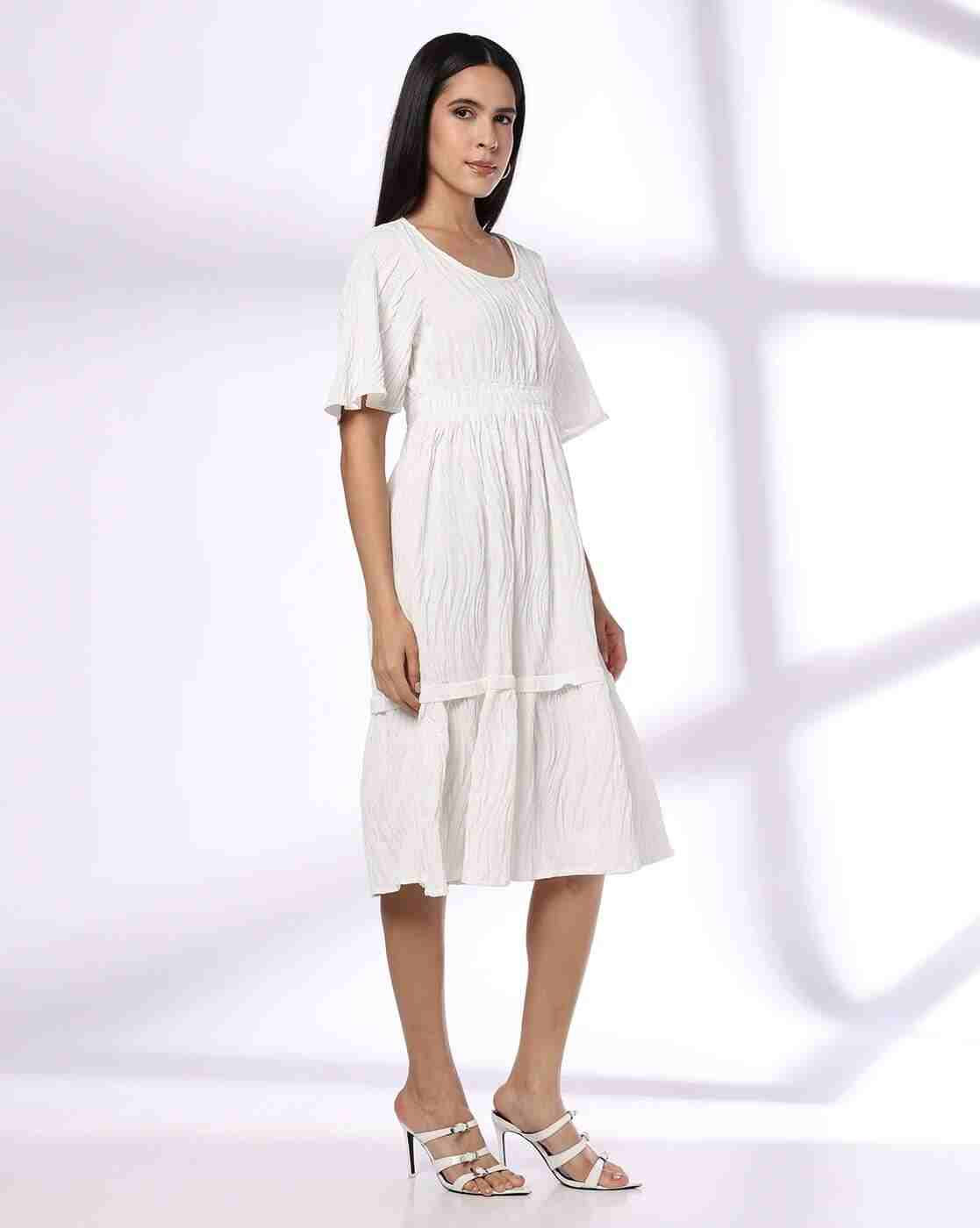 FIG | Women Patterned Round-Neck A-Line Dress|1