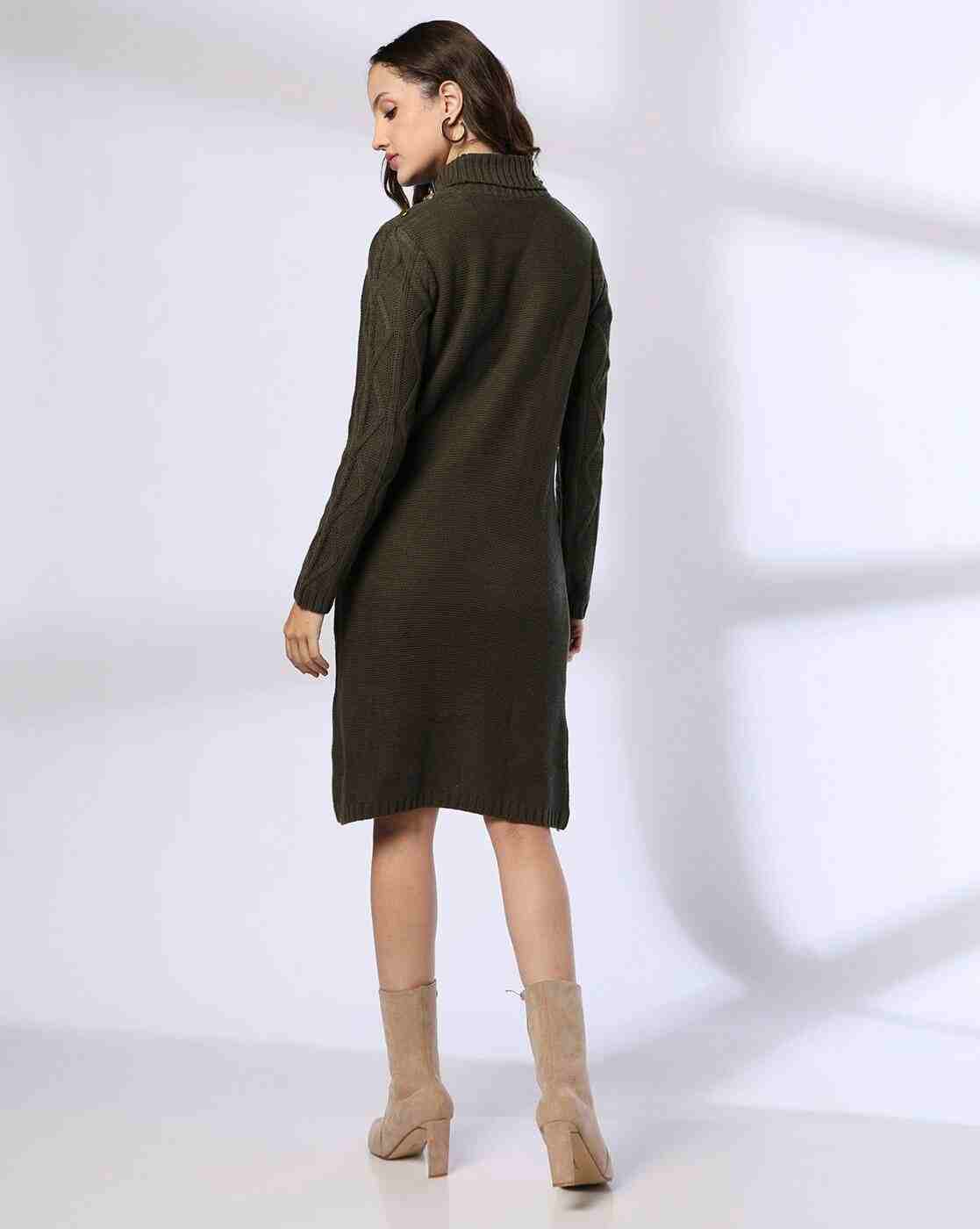 FIG | Women Cable-Knit Turtleneck Bodycon Dress|2