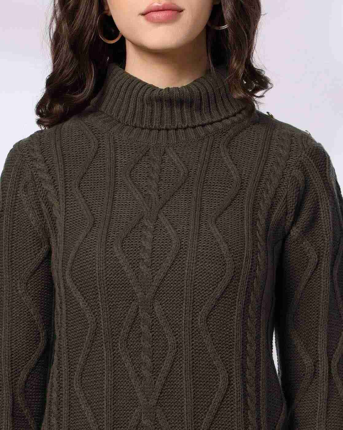 FIG | Women Cable-Knit Turtleneck Bodycon Dress|3