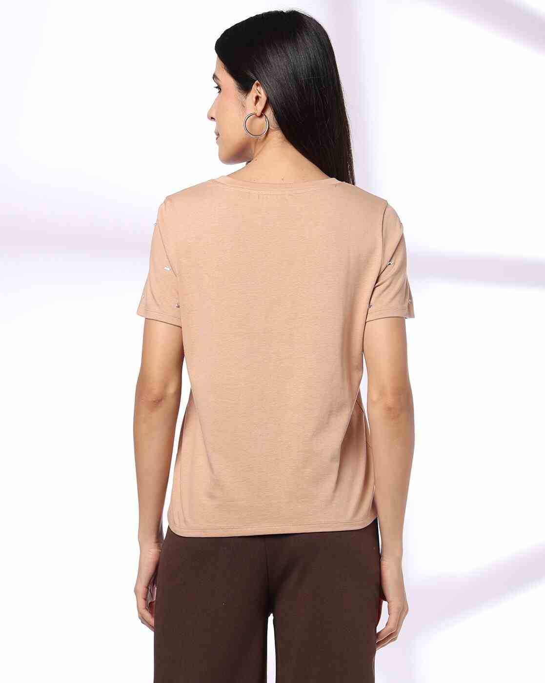 FIG | Women Embellished Relaxed Fit Round-Neck T-Shirt|2