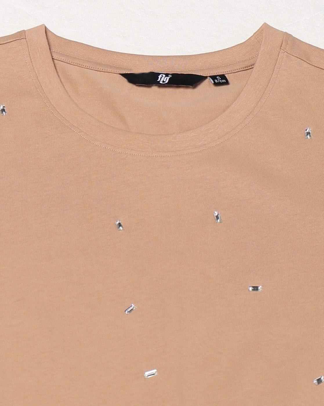 FIG | Women Embellished Relaxed Fit Round-Neck T-Shirt|4