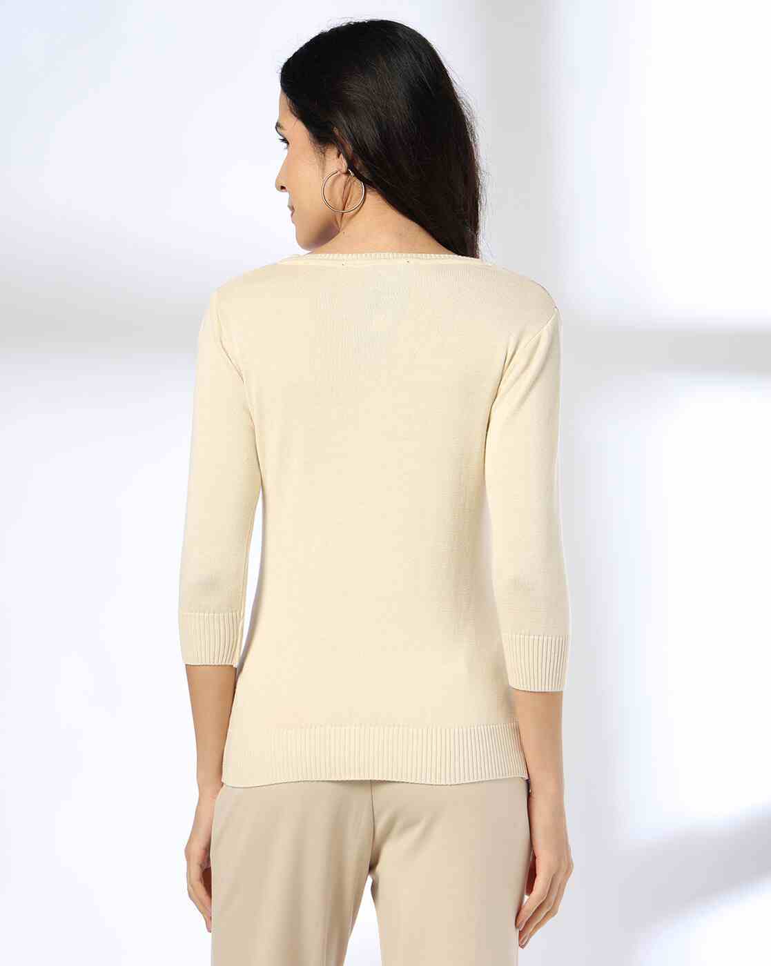 FIG | Women Chevron-Knit Round-Neck Pullover|2