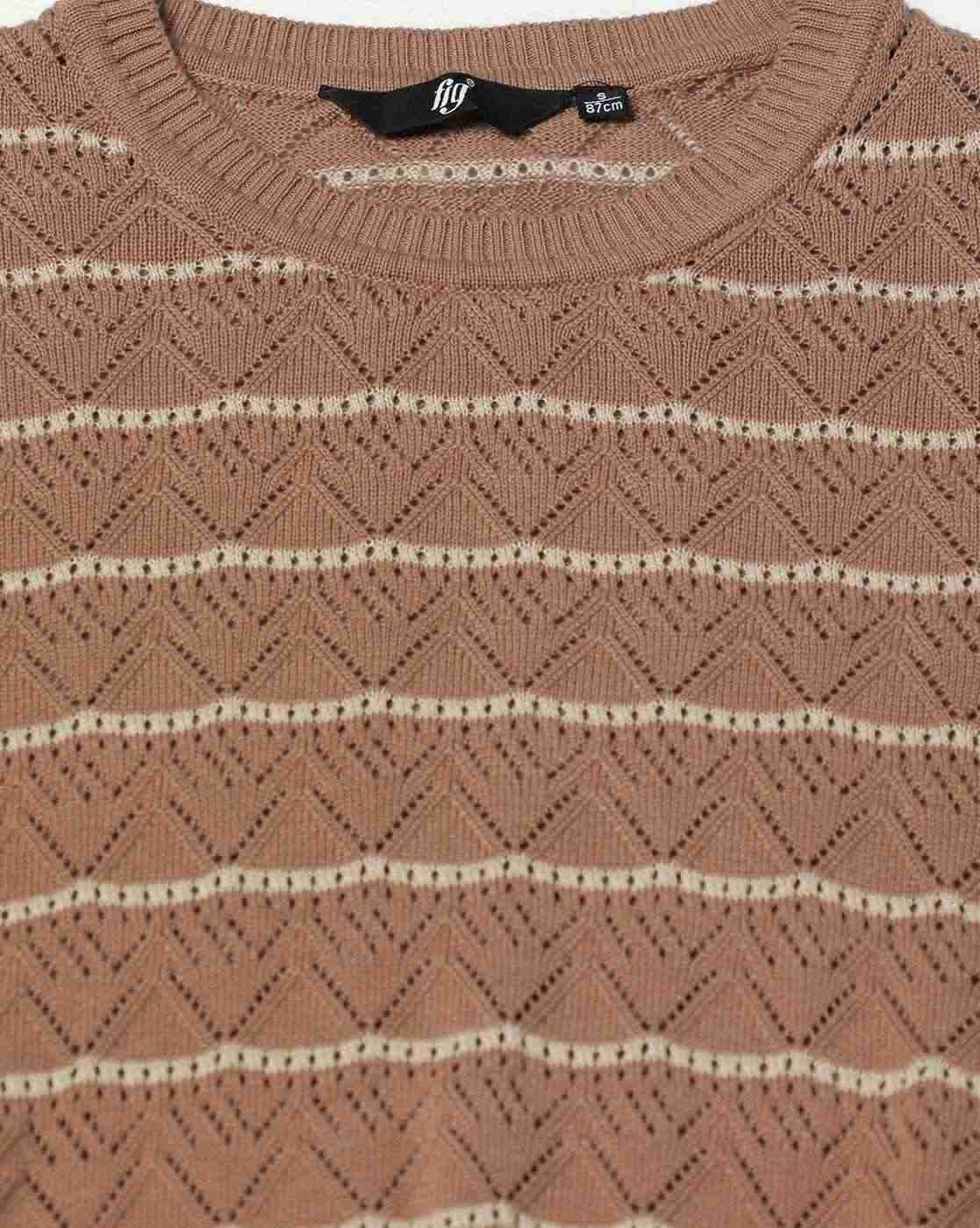 FIG | Women Striped Relaxed Fit Round-Neck Pullover|4