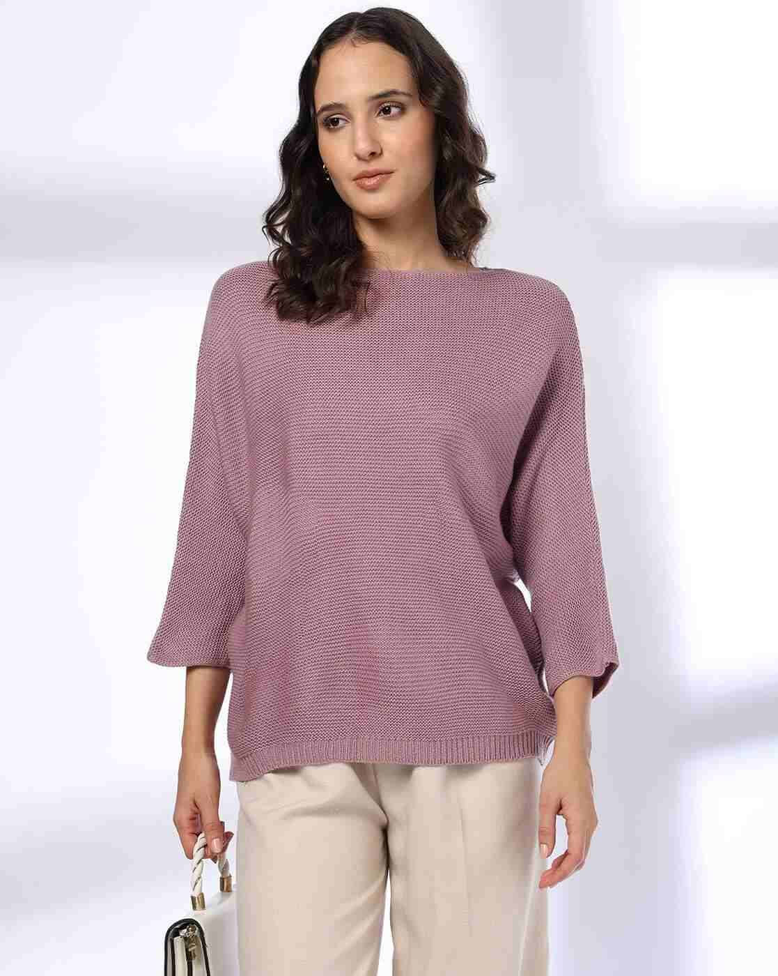 FIG | Women Patterned Relaxed Fit Pullover with Kimono Sleeves|0