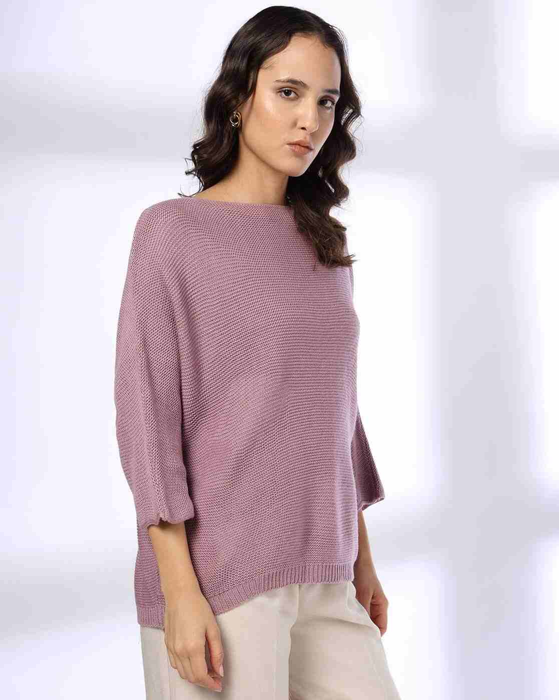 FIG | Women Patterned Relaxed Fit Pullover with Kimono Sleeves|1