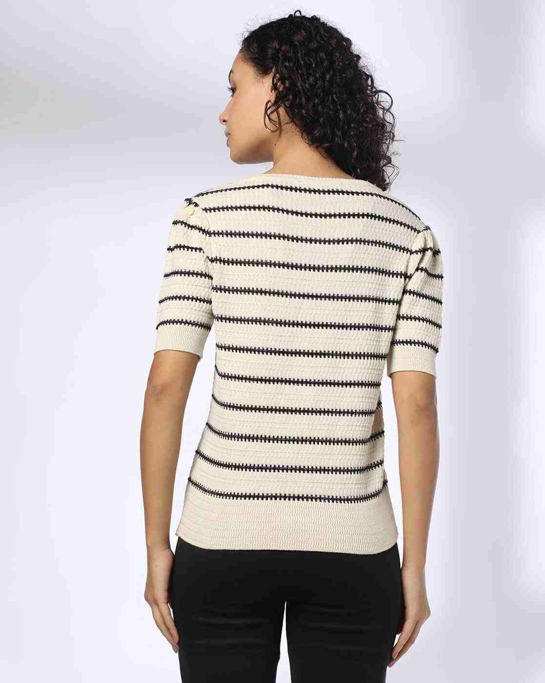 FIG | Women Striped Relaxed Fit Scoop-Neck Pullover|2