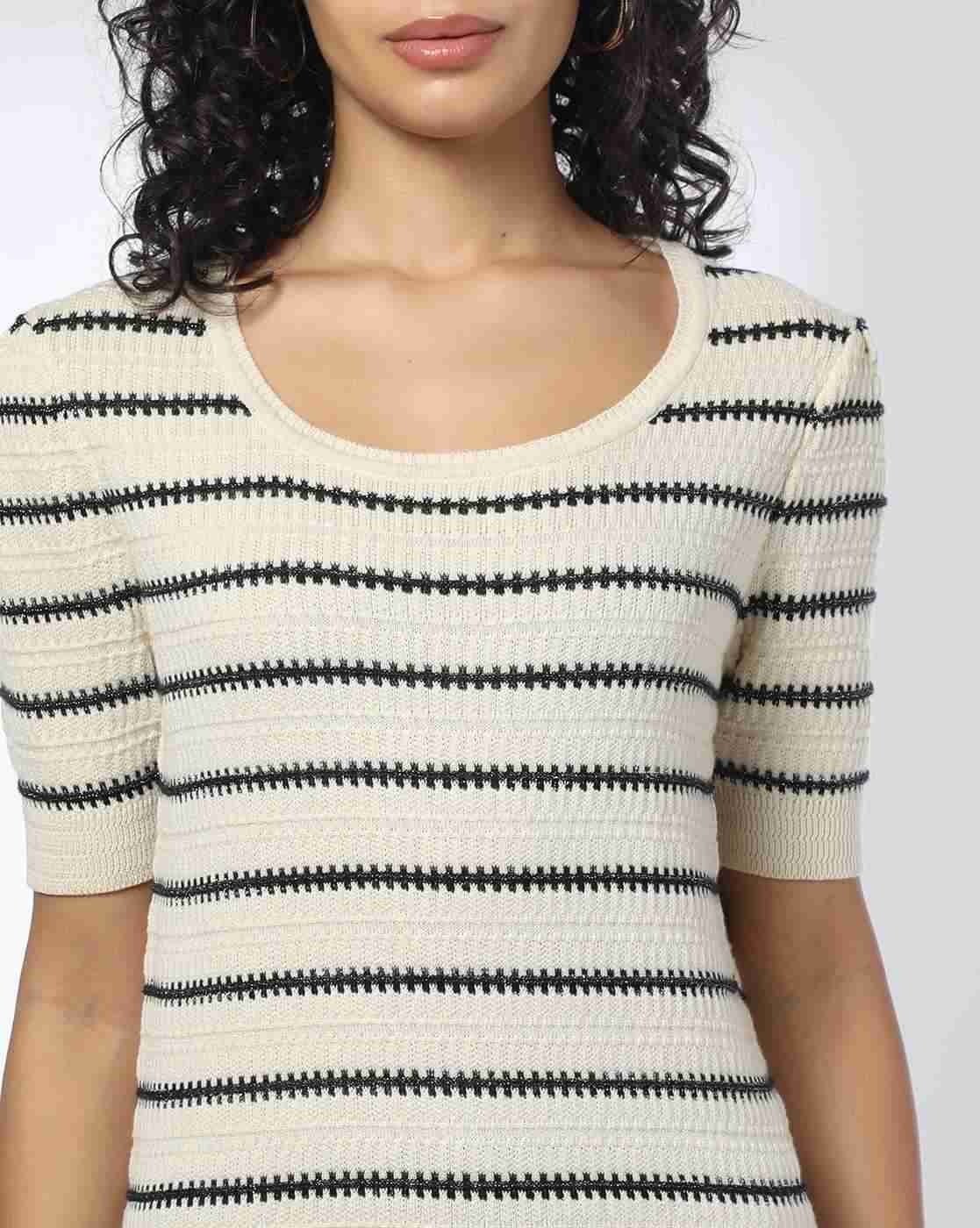 FIG | Women Striped Relaxed Fit Scoop-Neck Pullover|3