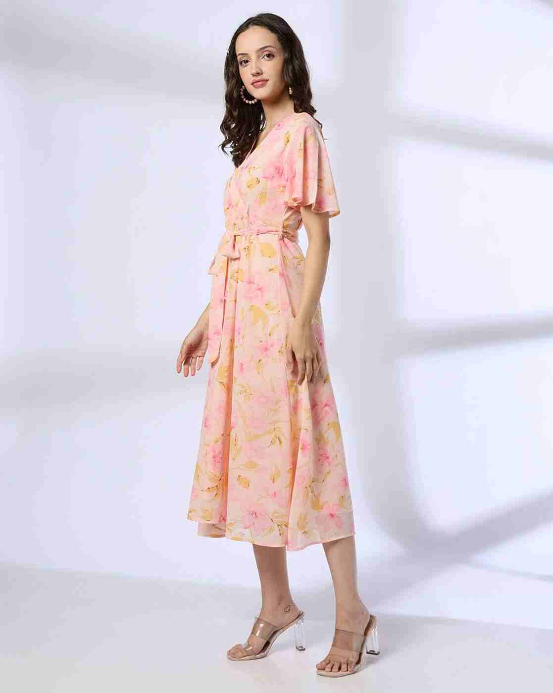 FIG | Women Floral Print Wrap Fit & Flare Dress|1