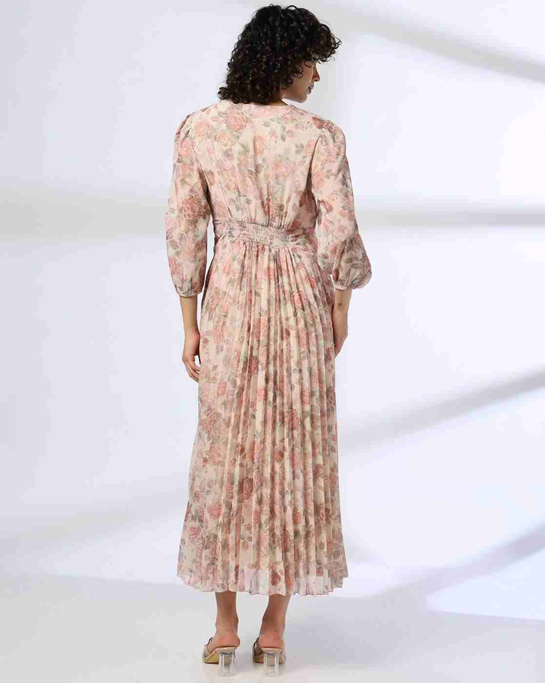 FIG | Men Floral Print Pleated Fit & Flare Dress|2