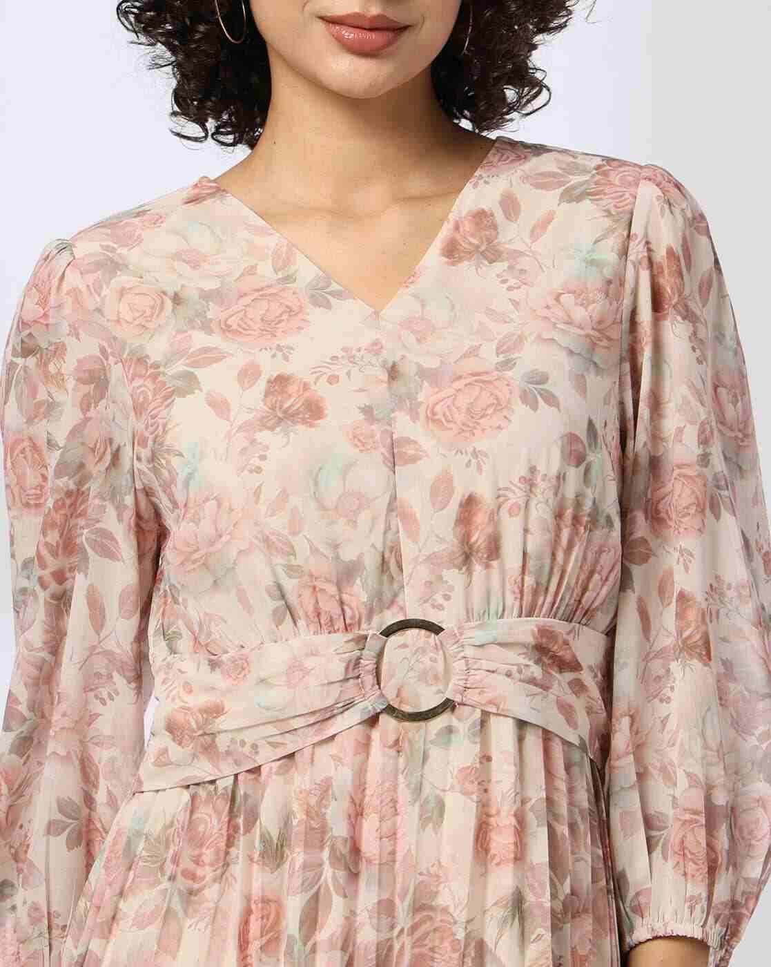 FIG | Men Floral Print Pleated Fit & Flare Dress|3