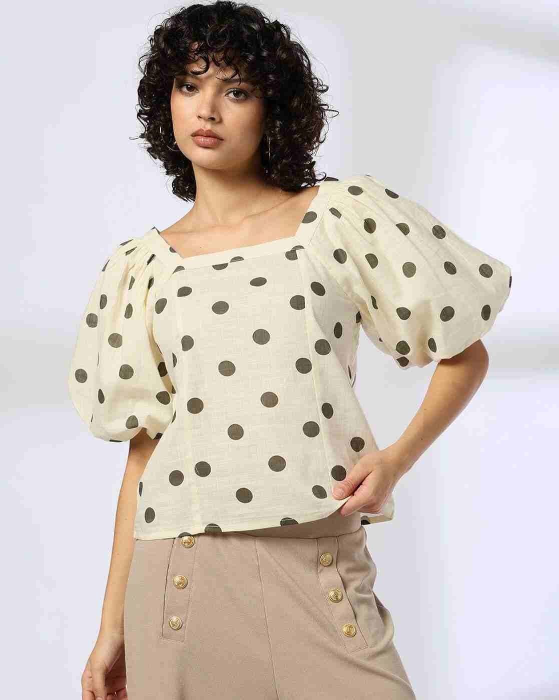 FIG | Women Polka-Dot Print Slim Fit Top|0