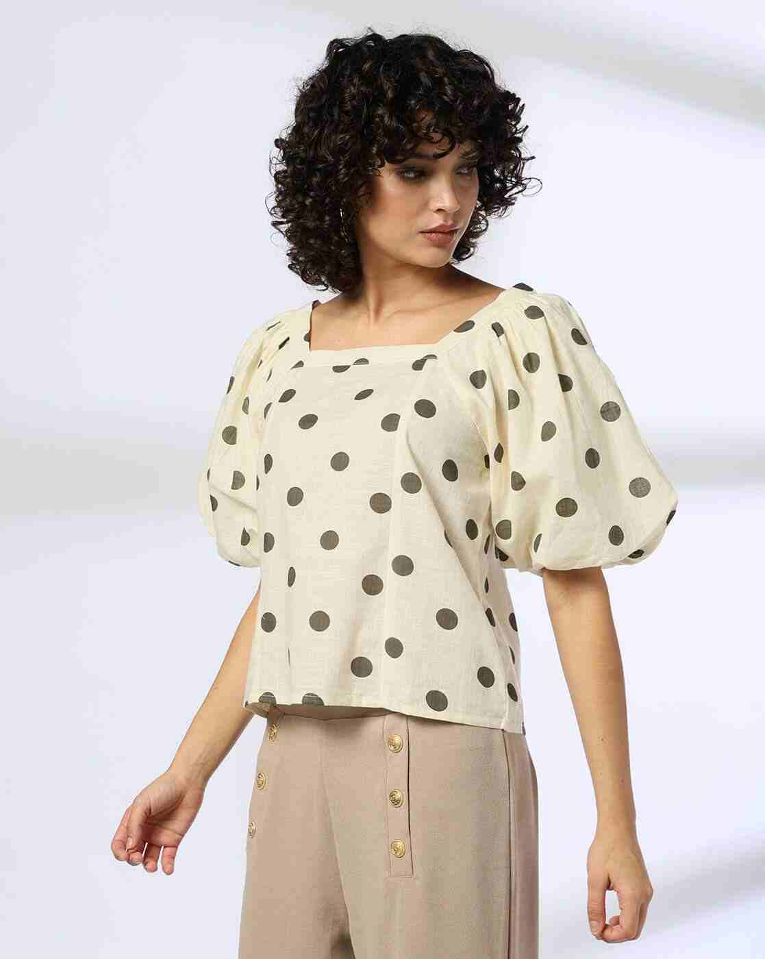 FIG | Women Polka-Dot Print Slim Fit Top|1