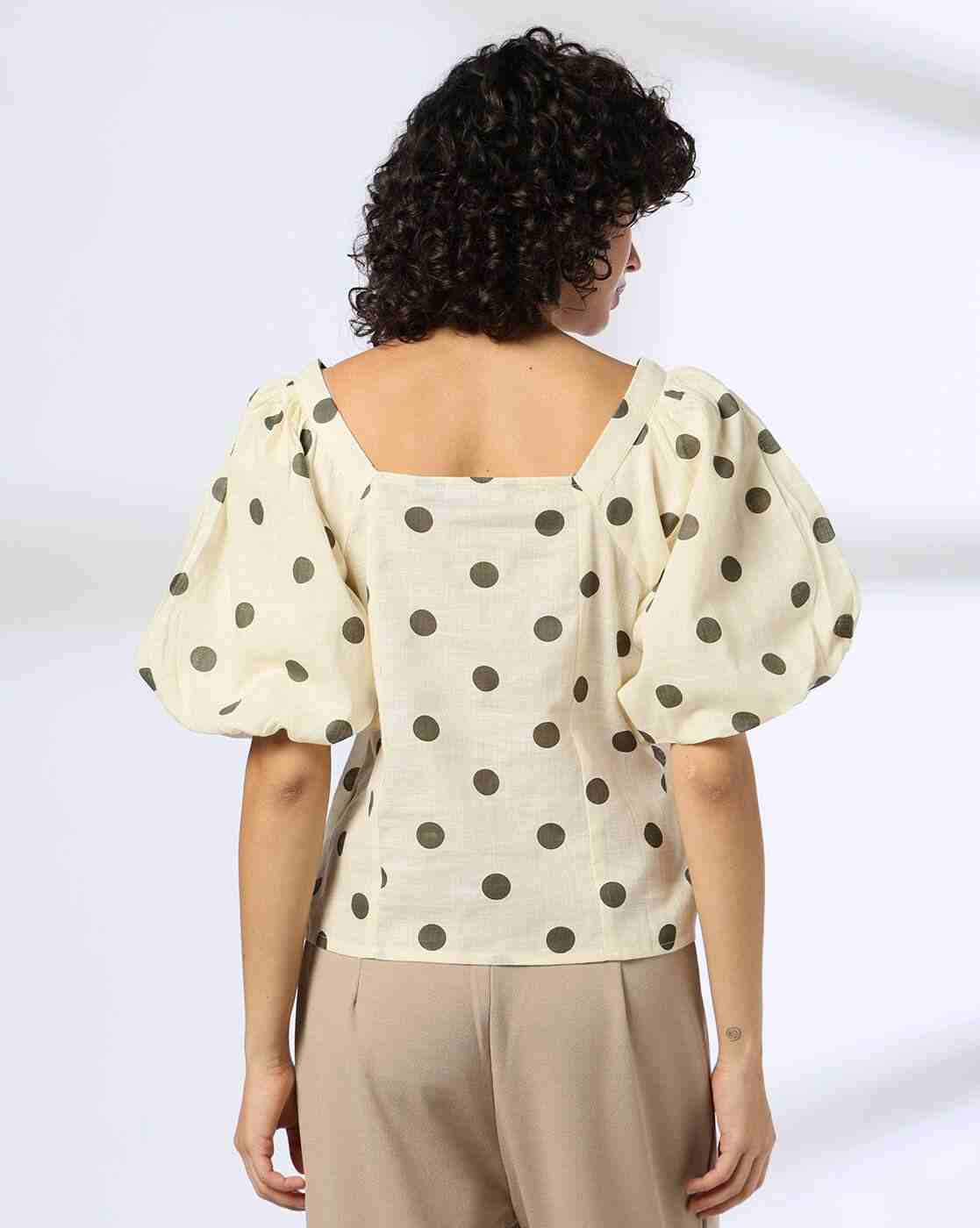 FIG | Women Polka-Dot Print Slim Fit Top|2