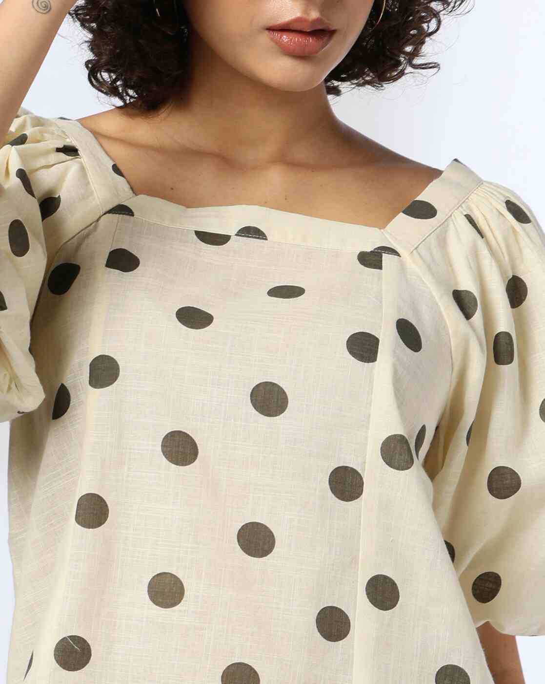 FIG | Women Polka-Dot Print Slim Fit Top|3
