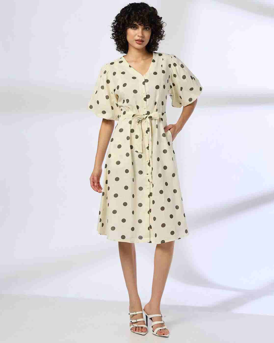 FIG | Women Polka-Dot Print A-Line Dress|0