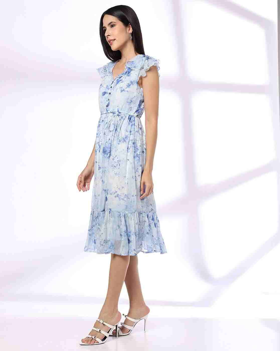 FIG | Women Floral Print V-Neck A-Line Dress|1