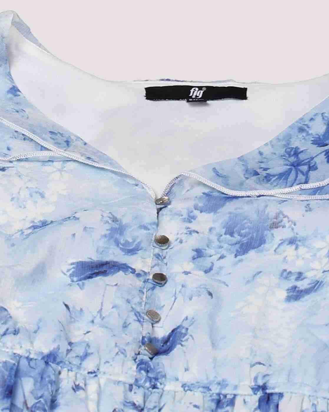 FIG | Women Floral Print V-Neck A-Line Dress|4