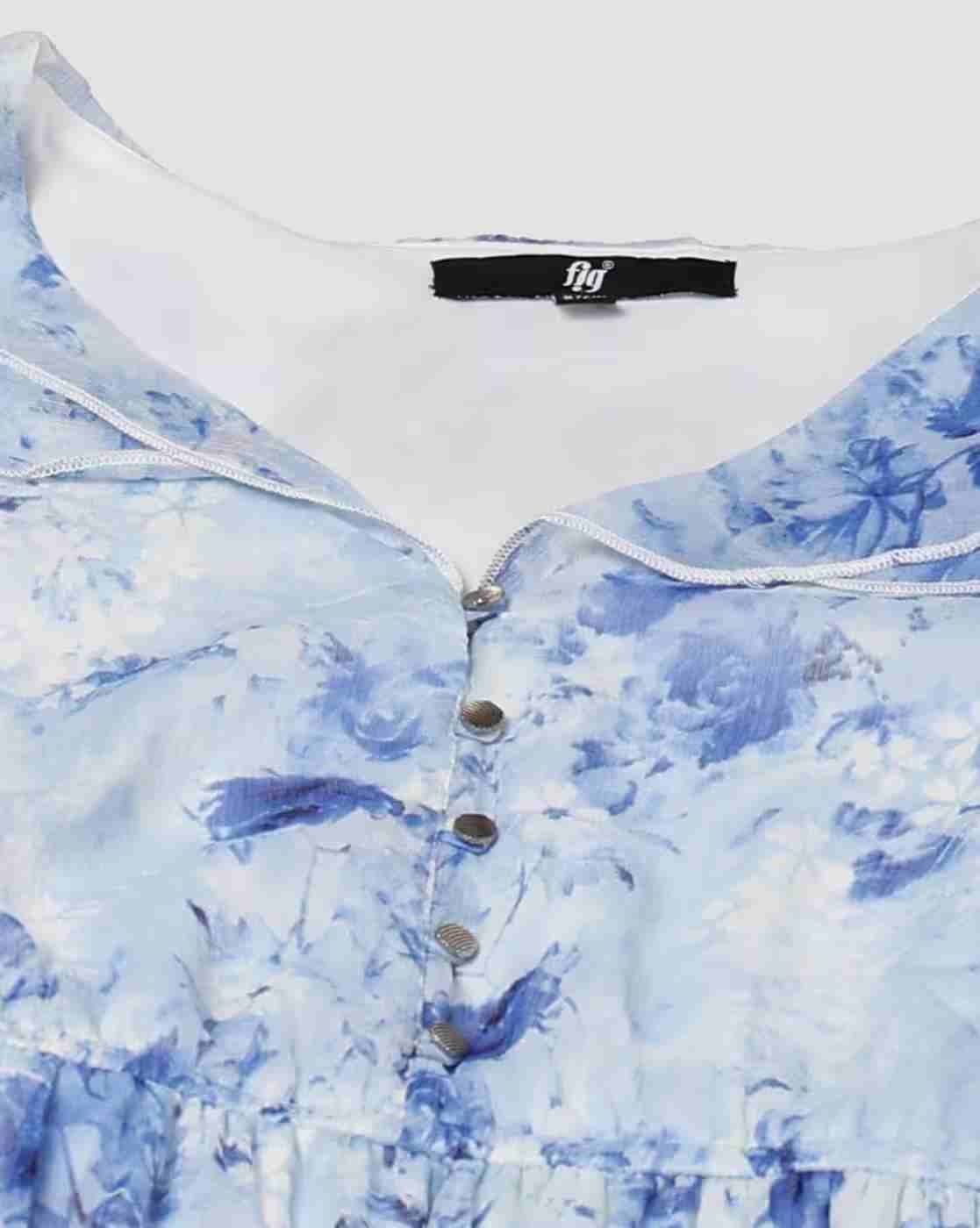 FIG | Women Floral Print V-Neck A-Line Dress|4
