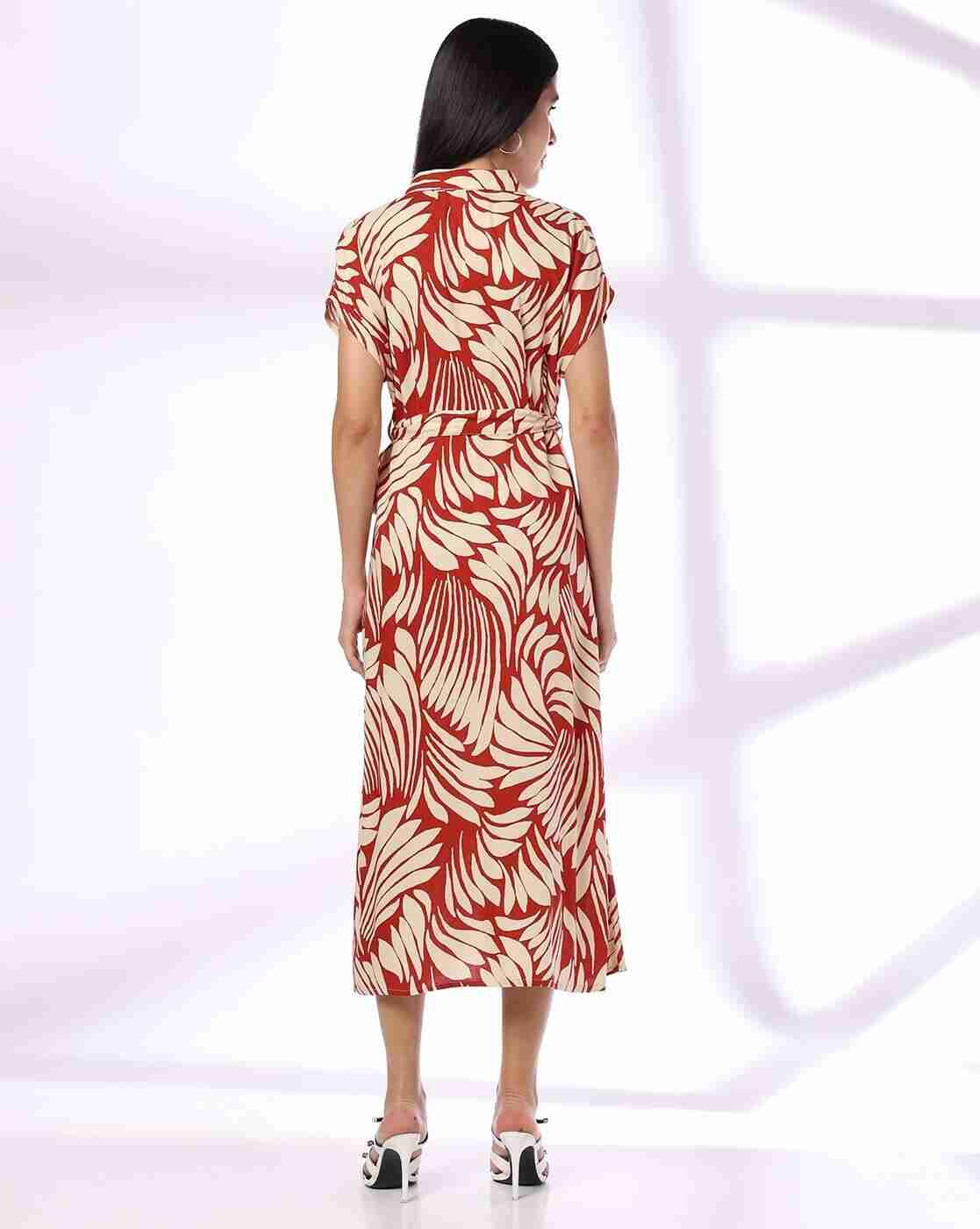 FIG | Women Printed Shirt Dress with Tie-Up Belt|2