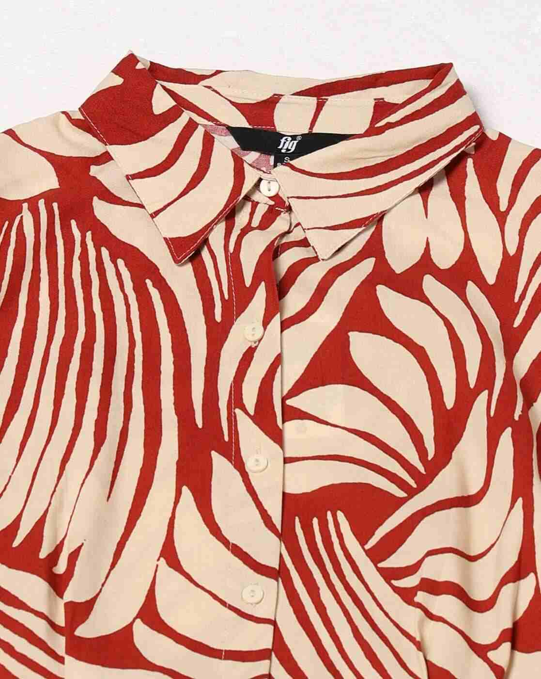 FIG | Women Printed Shirt Dress with Tie-Up Belt|4