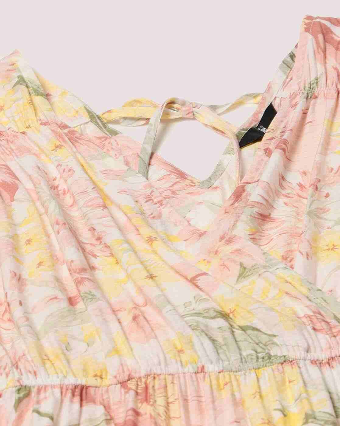 FIG | Women Floral Print V-Neck Wrap Grown Dress|5