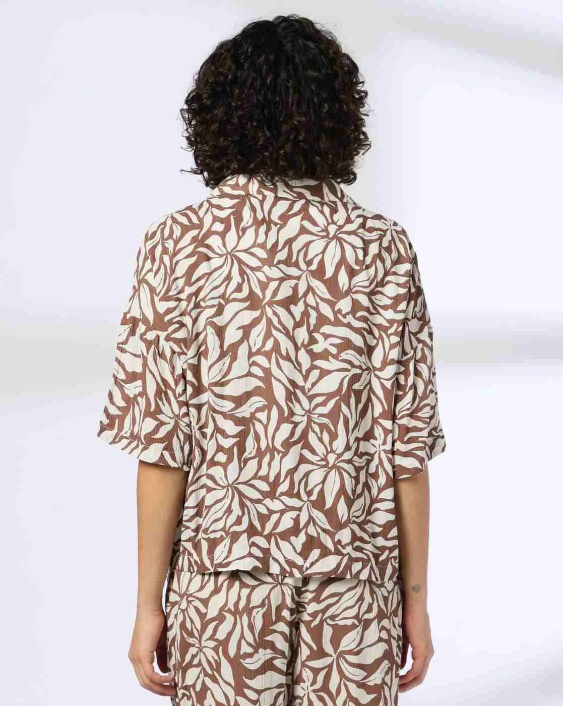 FIG | Women Leaf Print Relaxed Fit Resort Shirt|2