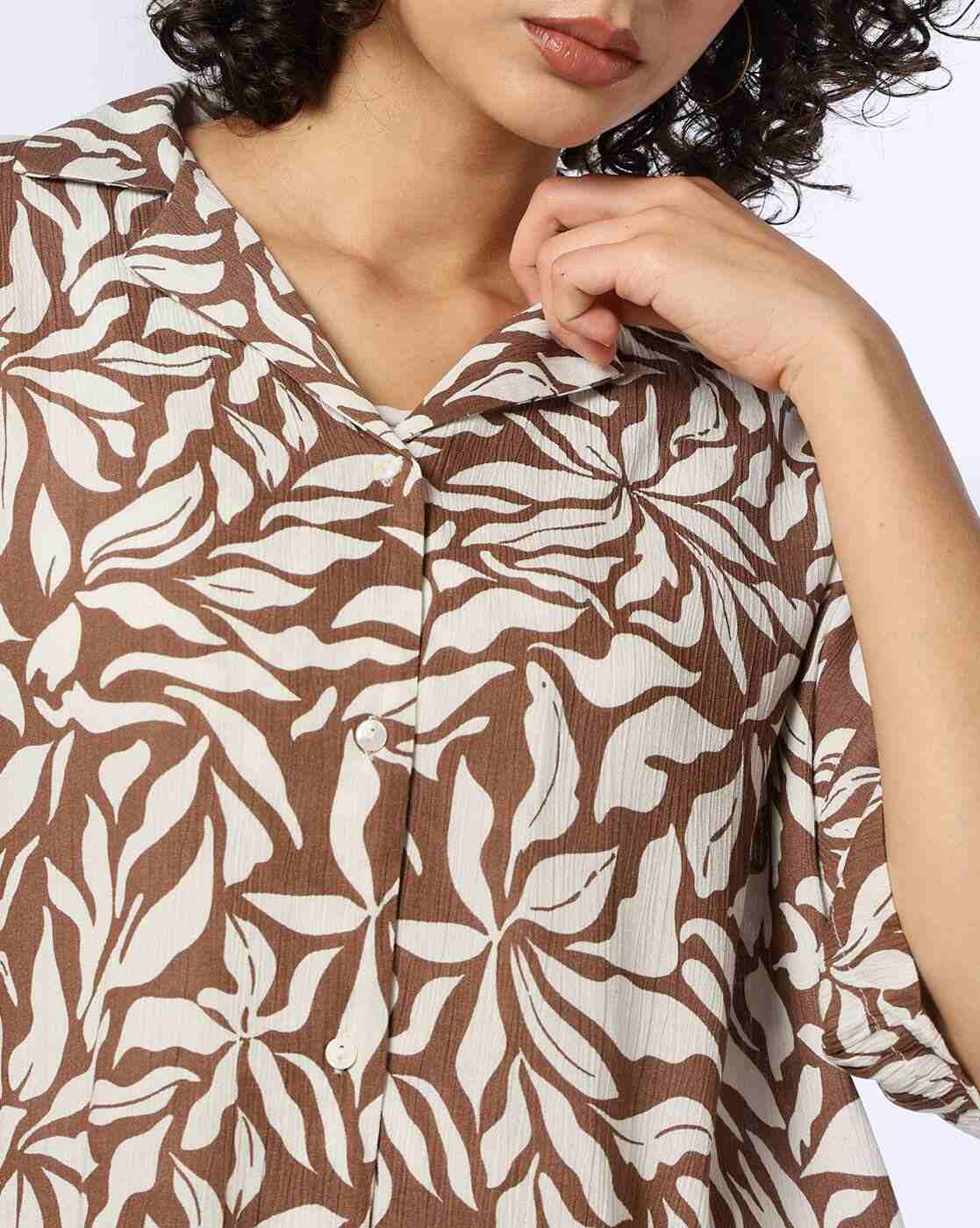 FIG | Women Leaf Print Relaxed Fit Resort Shirt|4