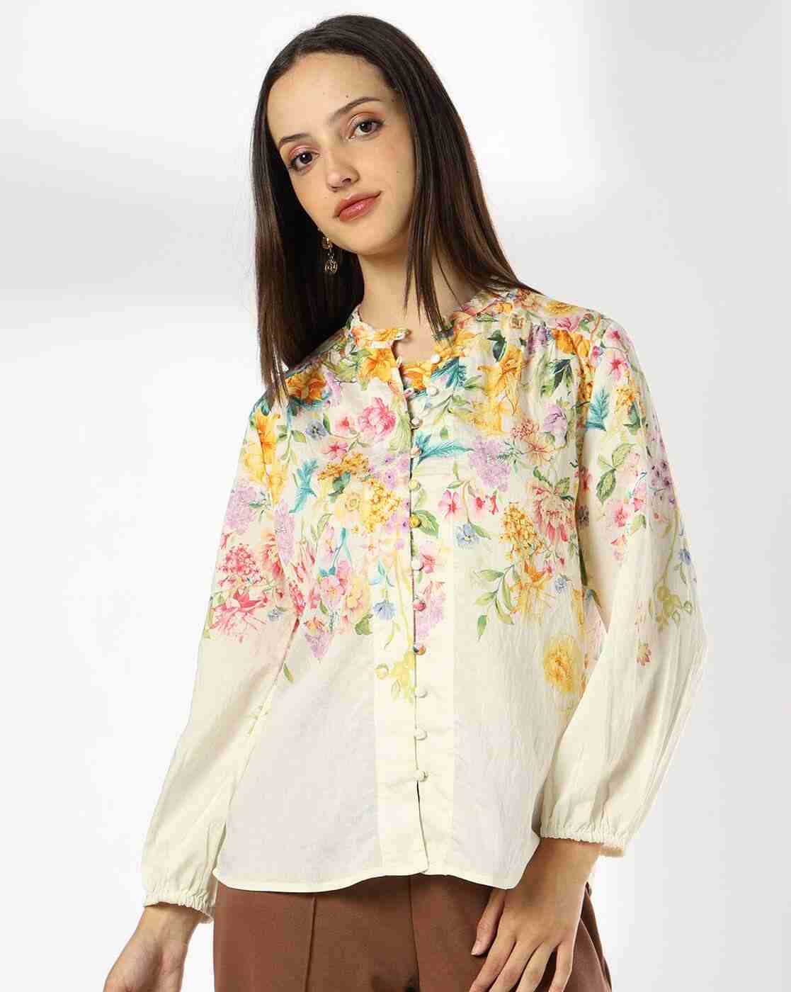 FIG | Women Floral Print Relaxed Fit Shirt|0